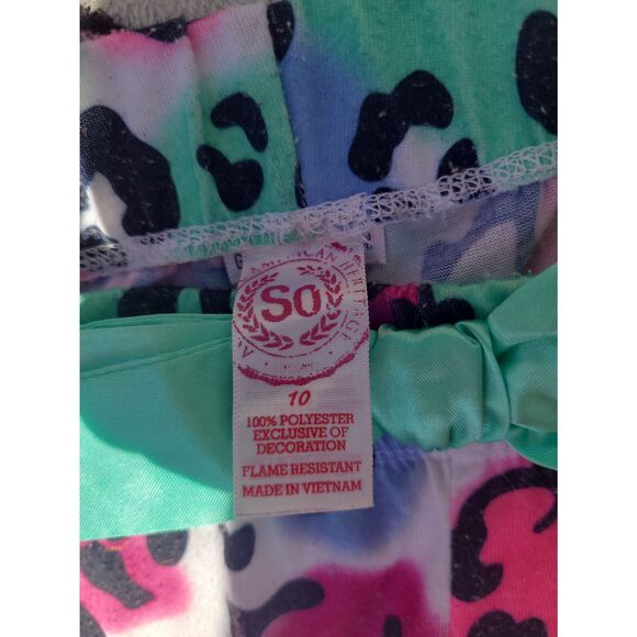 Kids Size 10 Large Pajama Scenecore Leopard Print Rainbow Pants - Picture 2 of 3